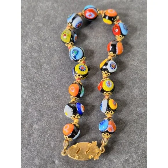Vintage Original Murano Millefiori Art Glass Bead Necklace & Bracelet - Picture 16 of 16